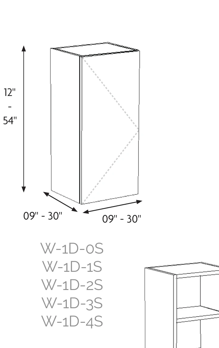 Wall Cabinet, 1 Door front elevation